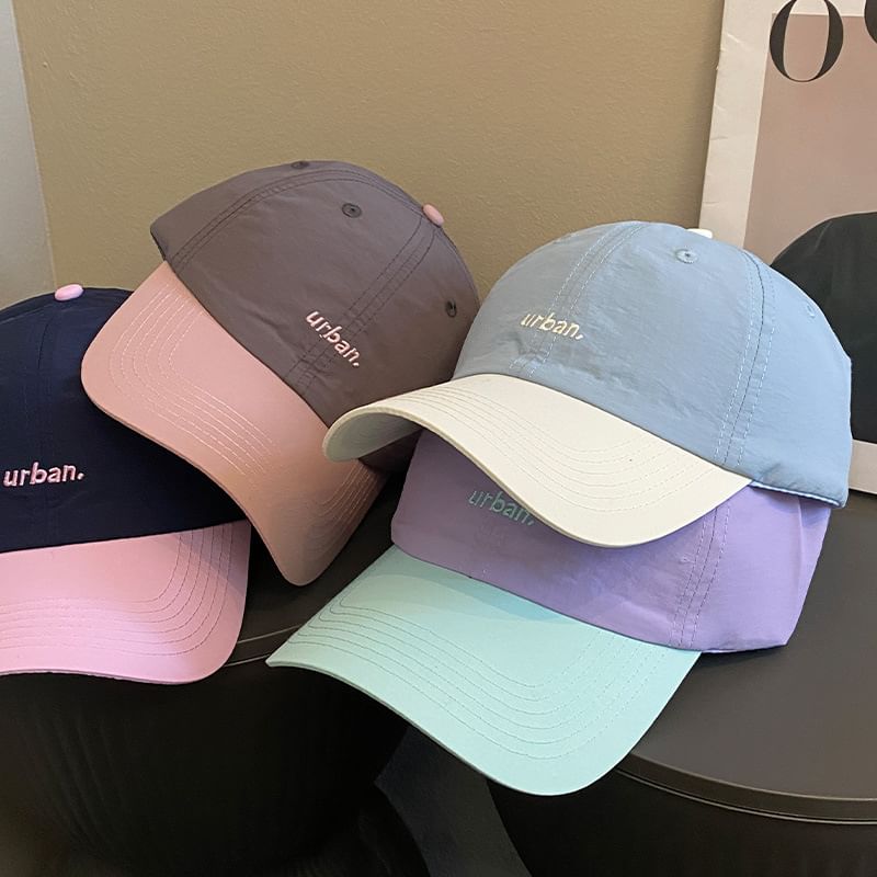 Lettering Embroidered Two-Tone Baseball Cap