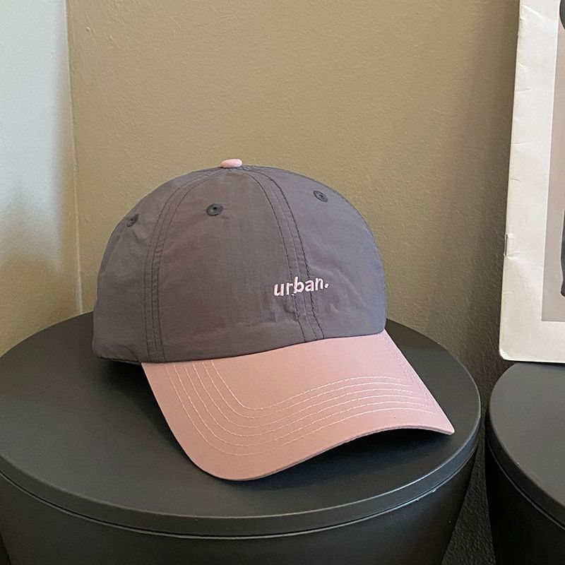 Lettering Embroidered Two-Tone Baseball Cap