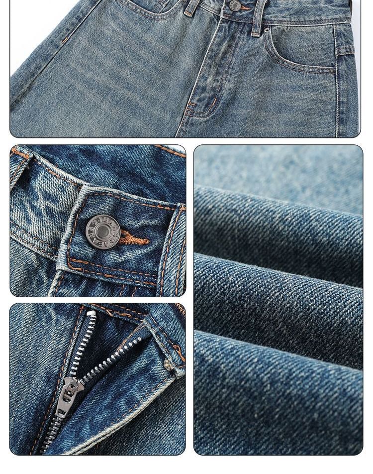 Mid Waist Washed Wide Leg Jorts