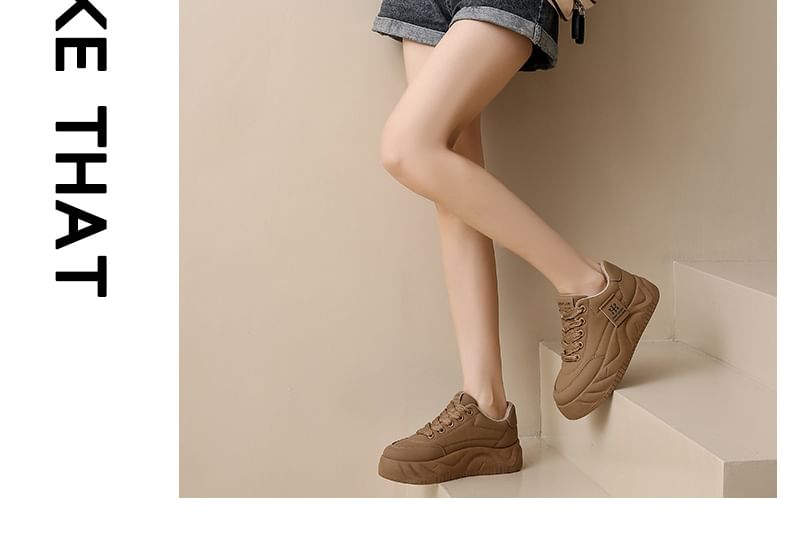 Sneakers Faux Lace-Up Leather Platform