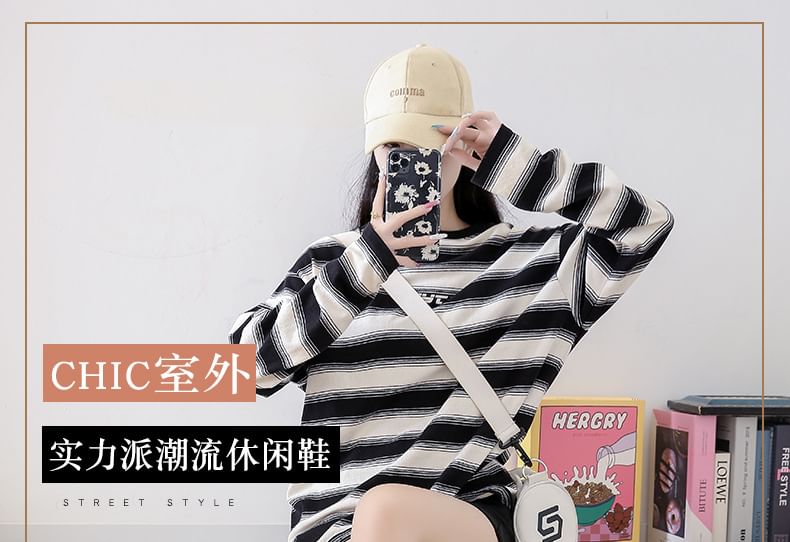 Leather Color Faux Sneakers Block Lace-Up