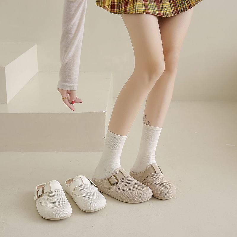 Buckled Mules Plain Perforated