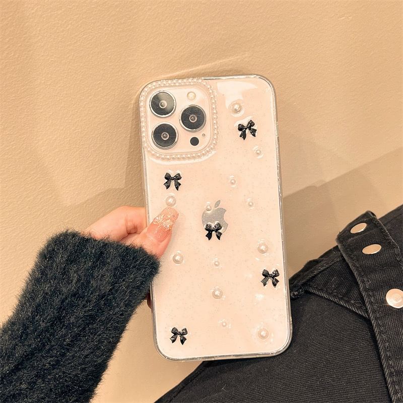 Pearl Faux Bow iPhone Case
