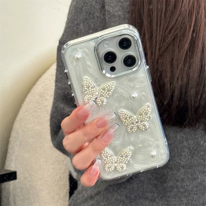 Butterfly iPhone Faux Pearl Case