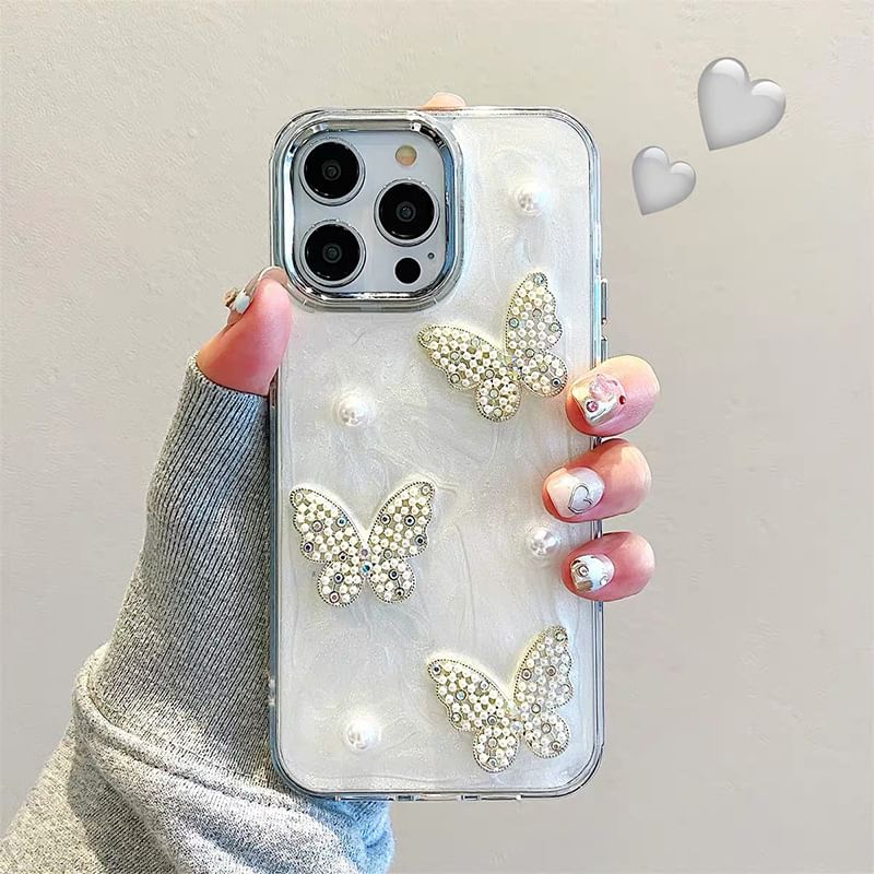 Butterfly iPhone Faux Pearl Case