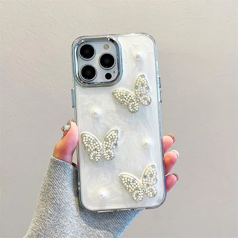 Butterfly iPhone Faux Pearl Case