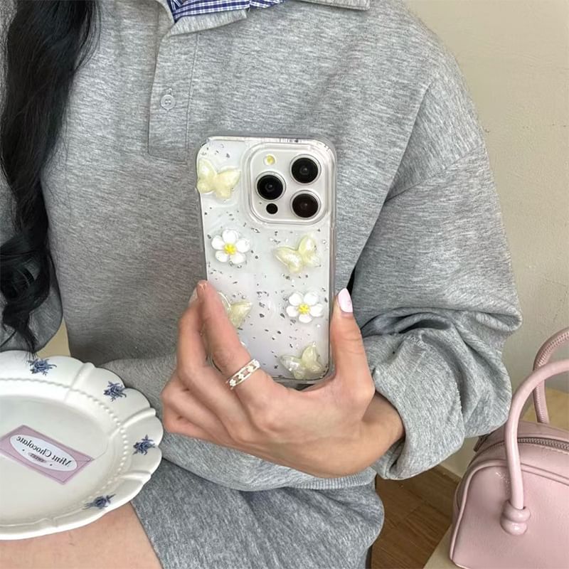 Glitter iPhone Floral Case