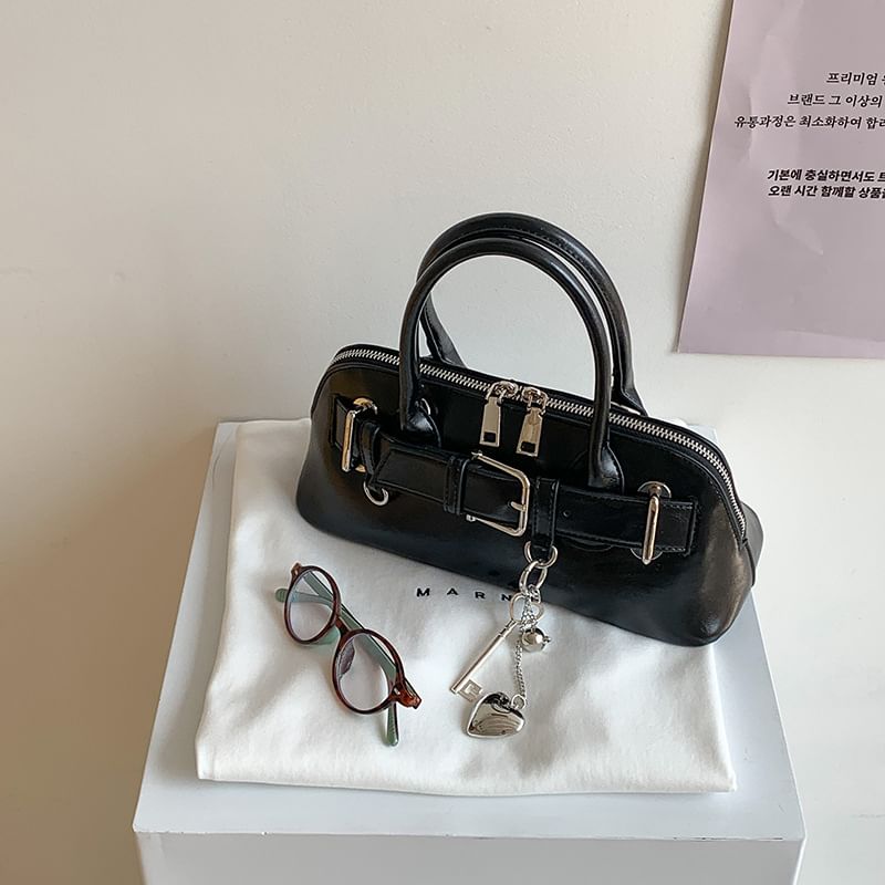 Leather Buckled Bag Faux Shoulder