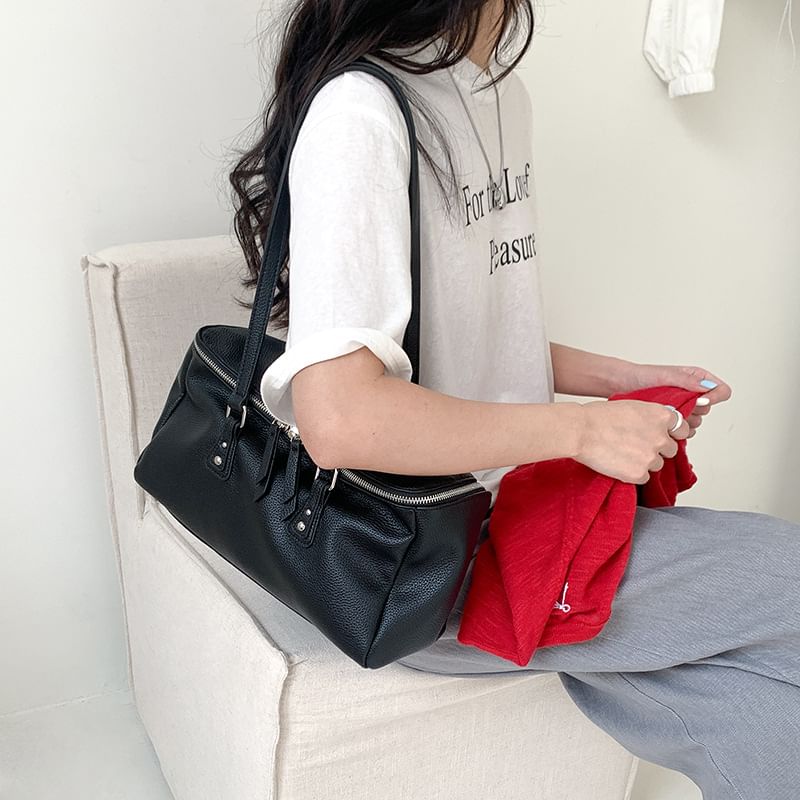 Plain Faux Leather Bag Shoulder