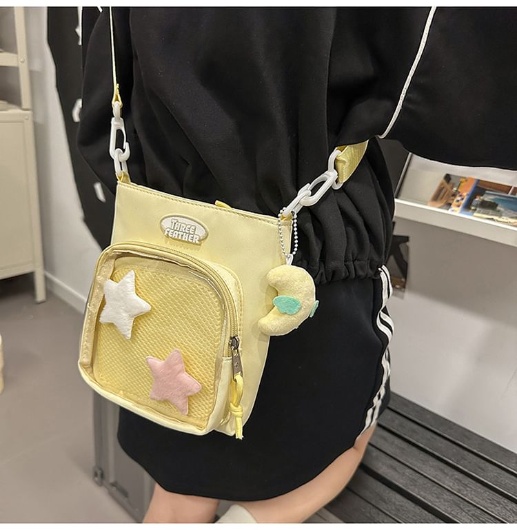 Multi-Pocket Crossbody Bag Lettering