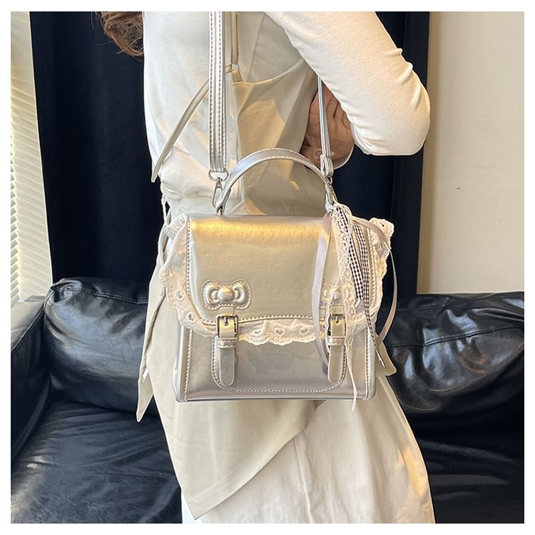 Lace Backpack Flap Bow Trim
