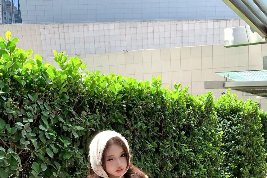 Mini Tiered Crop A-Line Waist Camisole / Skirt Panel Top Elastic Frill Floral Bow Print Plain