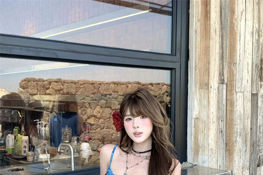 Floral Print Tie-Up Top Asymmetrical Cami