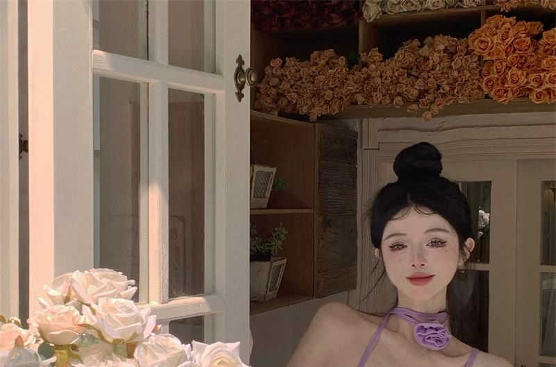 Spaghetti Plain A-Line Dress Strap Ruched Ruffle Mini