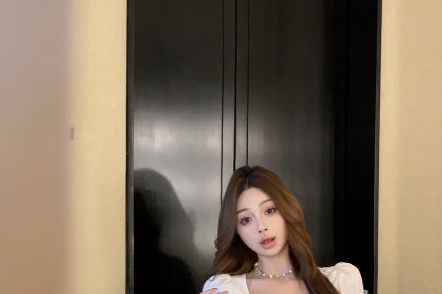 Scoop Neck Sleeveless Skirt A-Line Maxi High Plain Bow Blouse Frill Crop Rise /