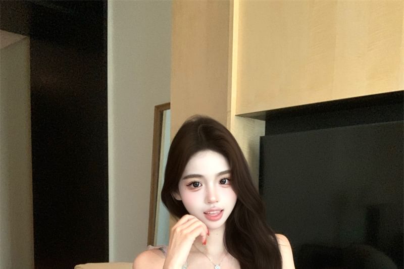 Floral Print A-Line Sleeveless Mini Ruffle Dress V-Neck