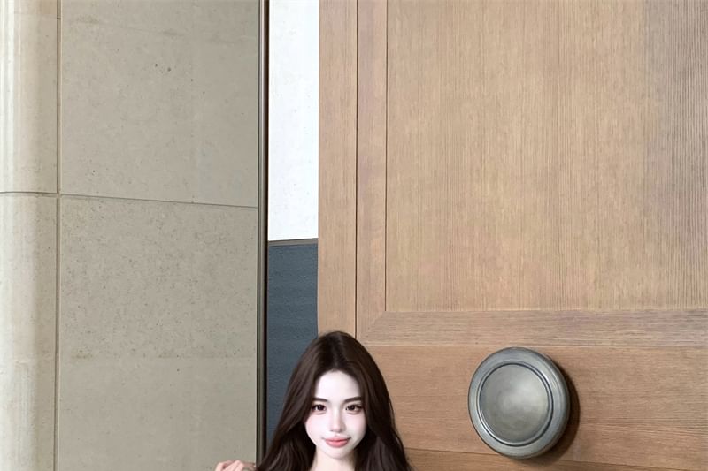 Floral Print A-Line Sleeveless Mini Ruffle Dress V-Neck