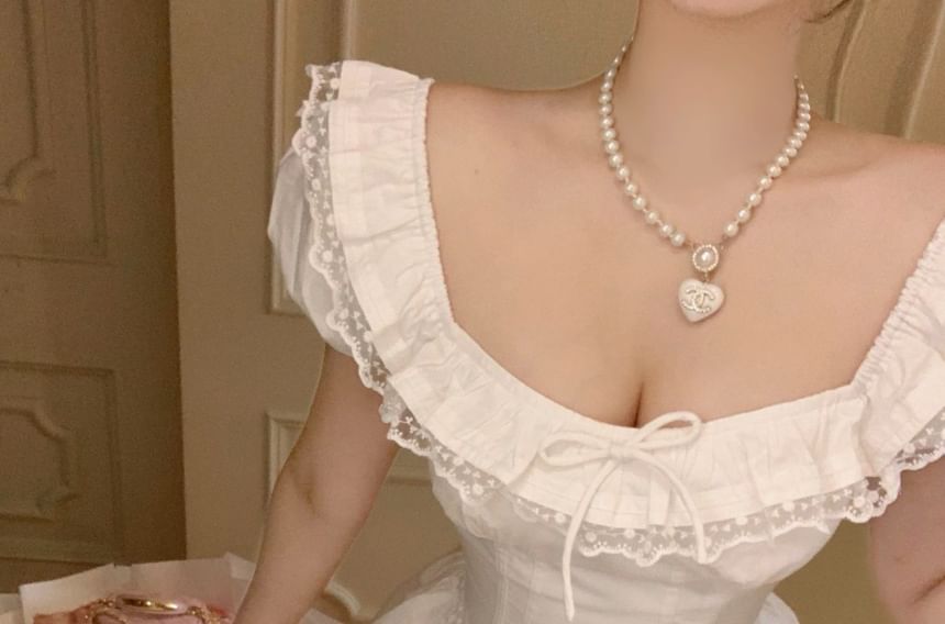 Square Ruffle / Bow Blouse Trim Cap Skirt Waist Sleeve Neck High Mini Lace Plain A-Line