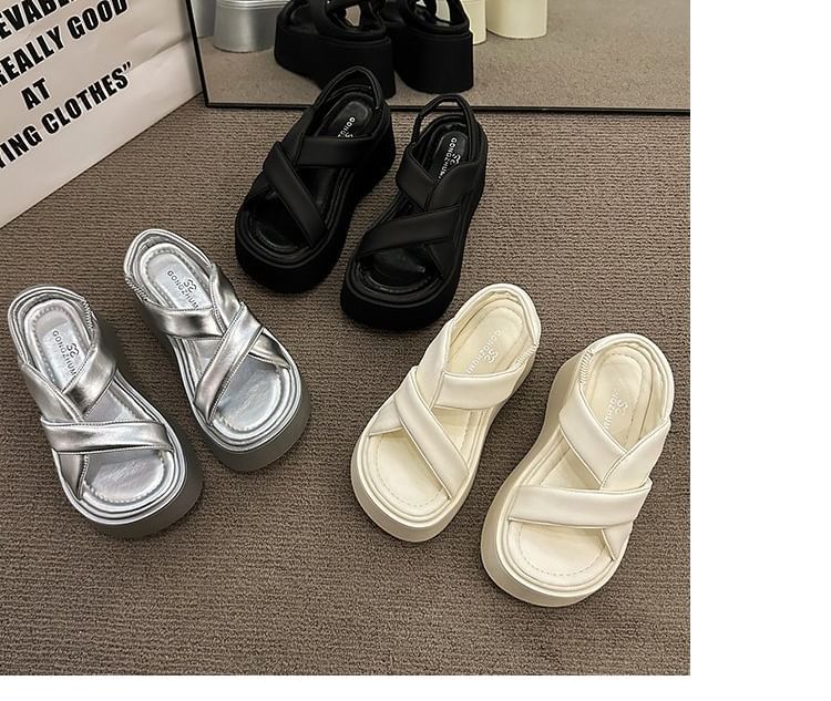 Slingback Platform Plain Sandals