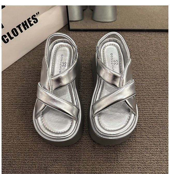 Slingback Platform Plain Sandals