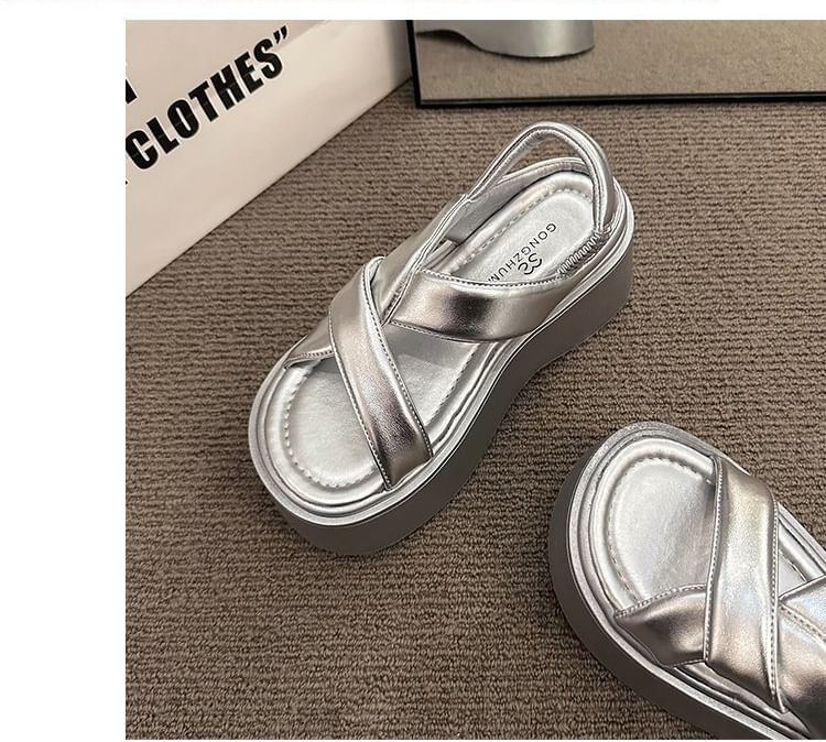 Slingback Platform Plain Sandals