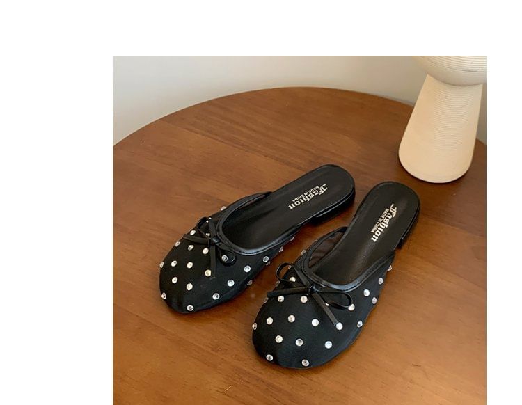 Bow Mules Mesh Rhinestone