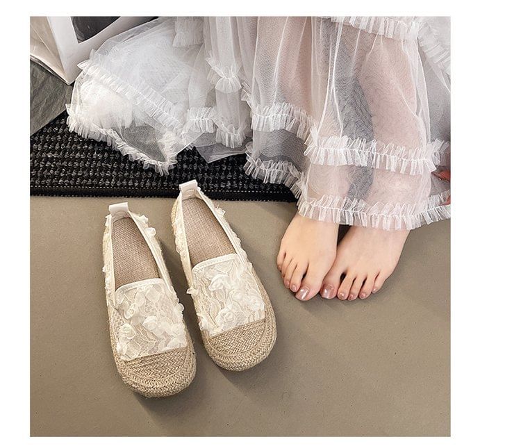 Mesh Floral Slip-Ons Espadrille