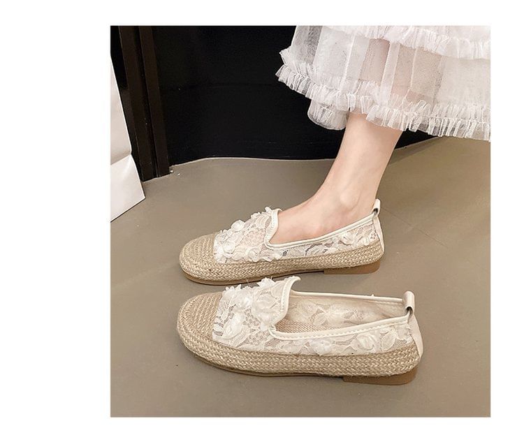 Mesh Floral Slip-Ons Espadrille