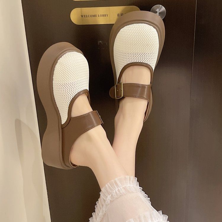 Jane Mesh Platform Mules Mary