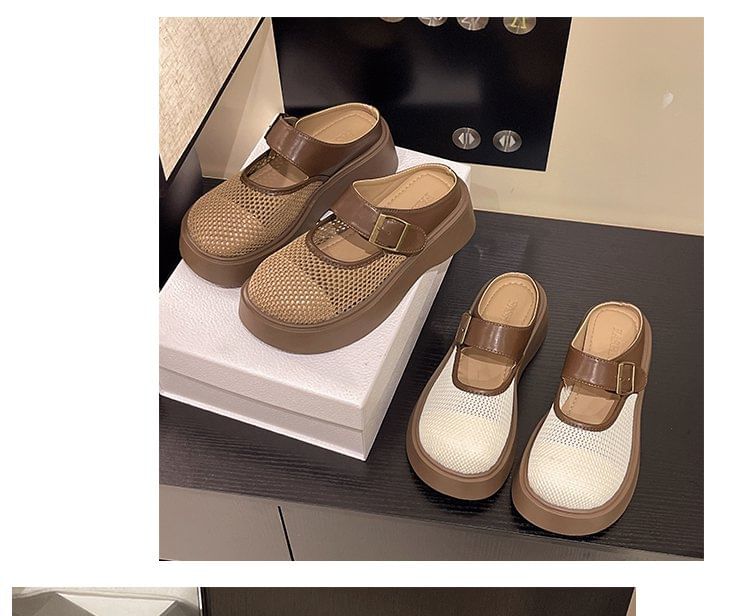 Jane Mesh Platform Mules Mary