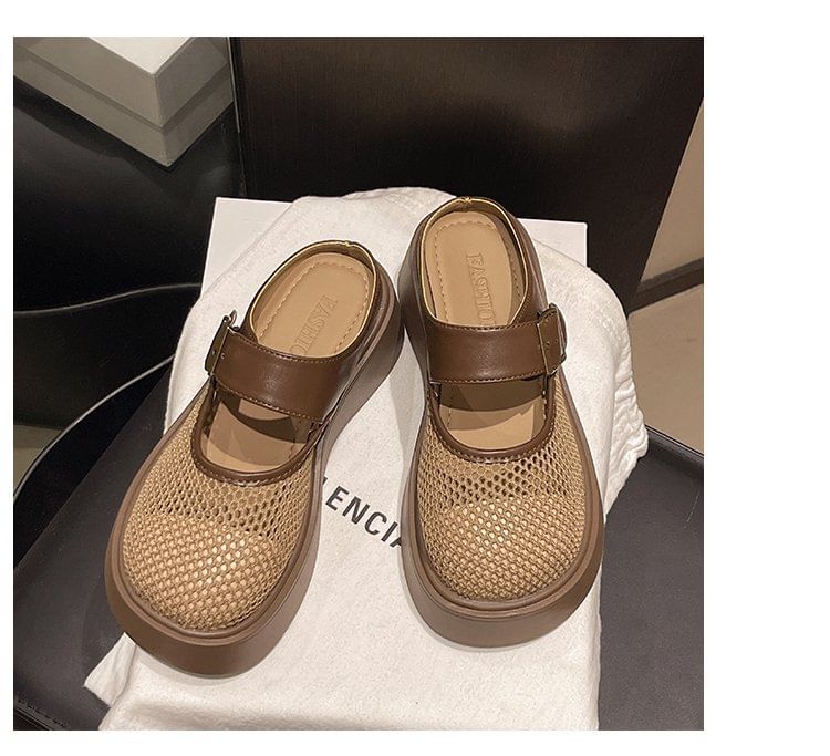 Jane Mesh Platform Mules Mary