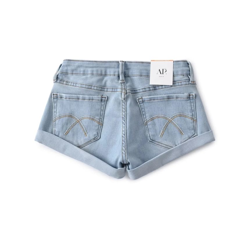 Distressed Roll Up Hem Denim Shorts