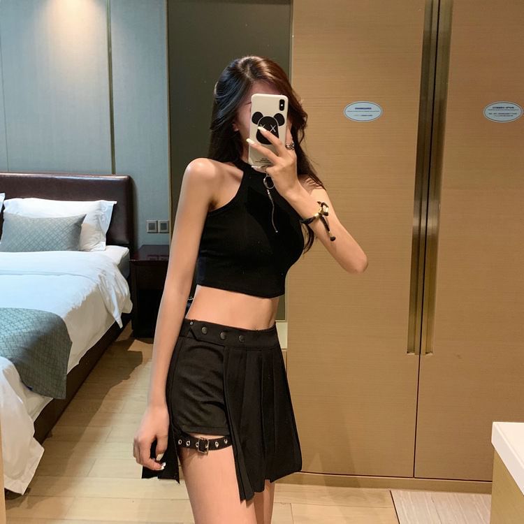 Pleated High-Waisted Mini Skirt