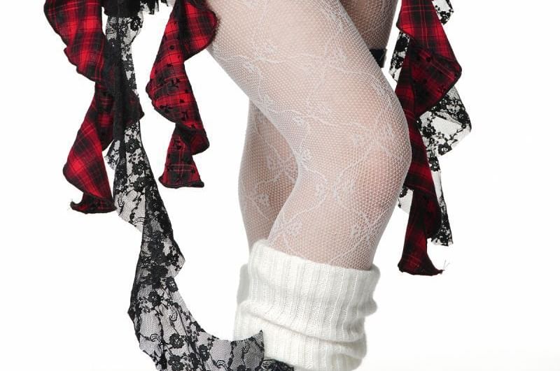 Faux Leather Lace Ruffle Mini Skirt