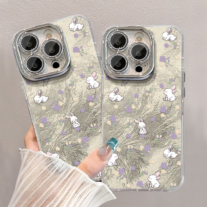 Animal Print Phone Case / Faux Pearl Phone Strap / Set