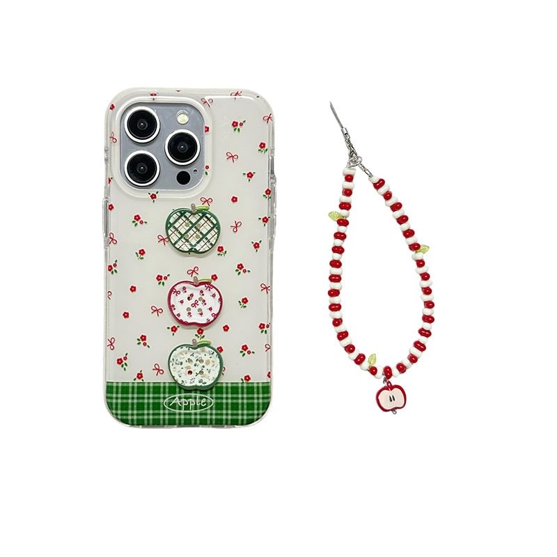 Case Strap Print / Beaded Floral Set Phone Apple