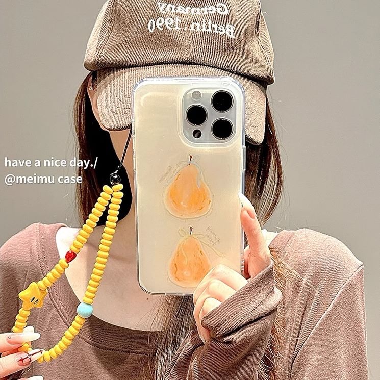 Print Strap Case Set Bead Phone Pear Star /