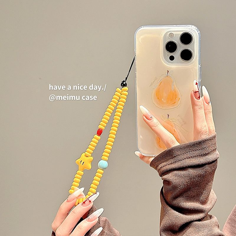 Print Strap Case Set Bead Phone Pear Star /