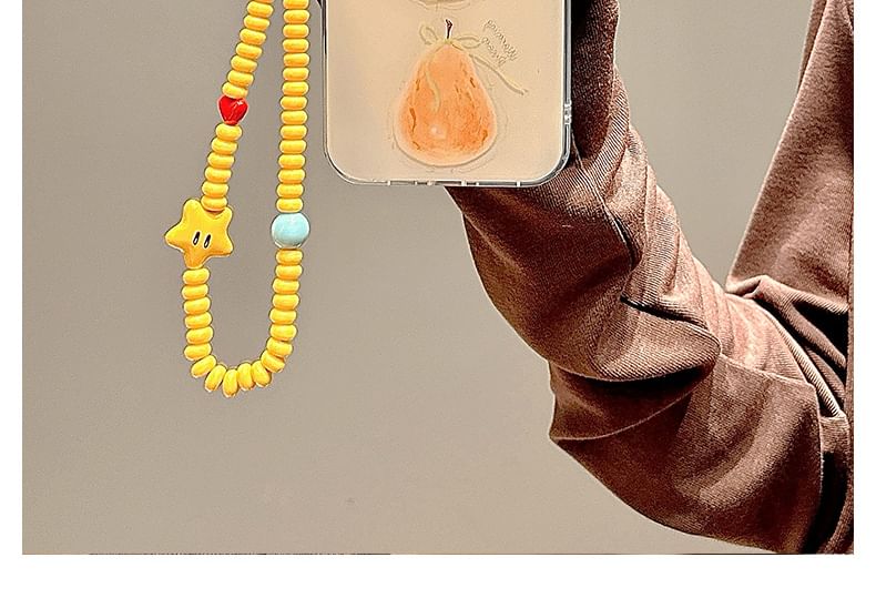 Print Strap Case Set Bead Phone Pear Star /