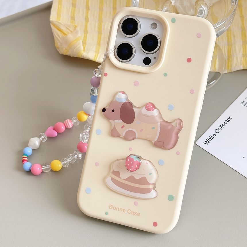 / Case Bead Set Phone Dog Strap Print