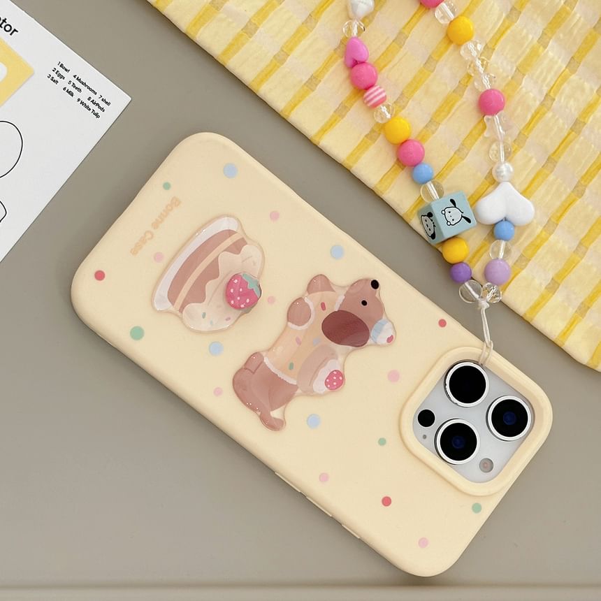 / Case Bead Set Phone Dog Strap Print