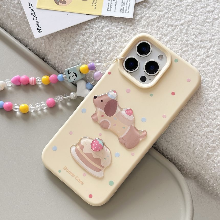 / Case Bead Set Phone Dog Strap Print