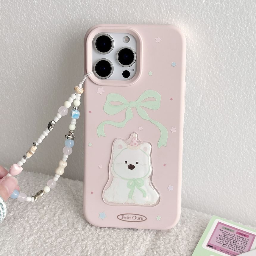 / Print Case Strap Phone Set Dog Bead