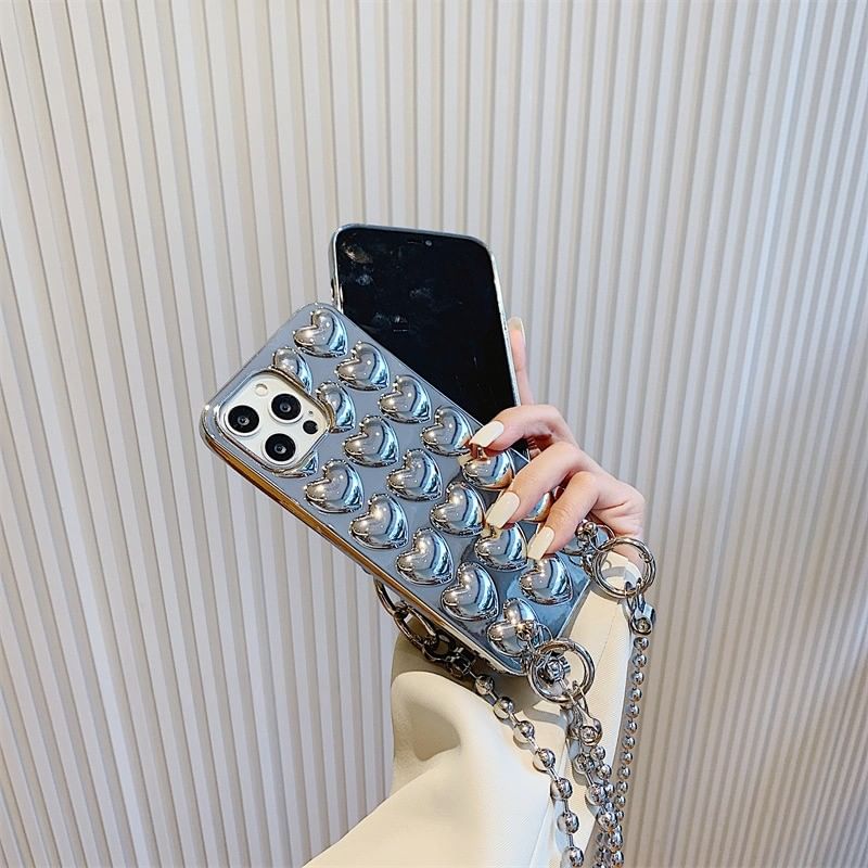/ Phone Lanyard Set Strap Metallic Case Heart