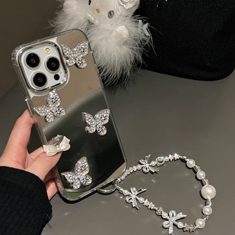 Adhesive Decoration Case Butterfly Strap Phone Set Mirrored with /