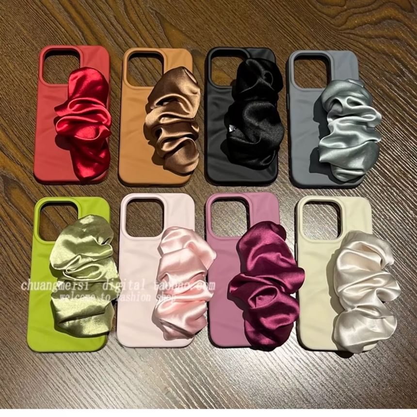 Phone Shirred Strap Case Plain Fabric