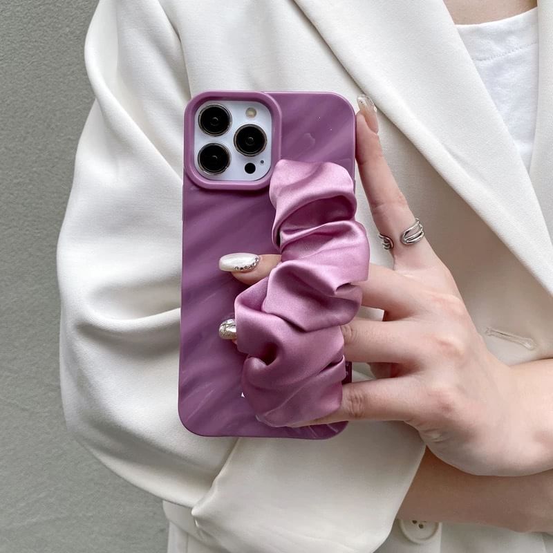 Phone Shirred Strap Case Plain Fabric