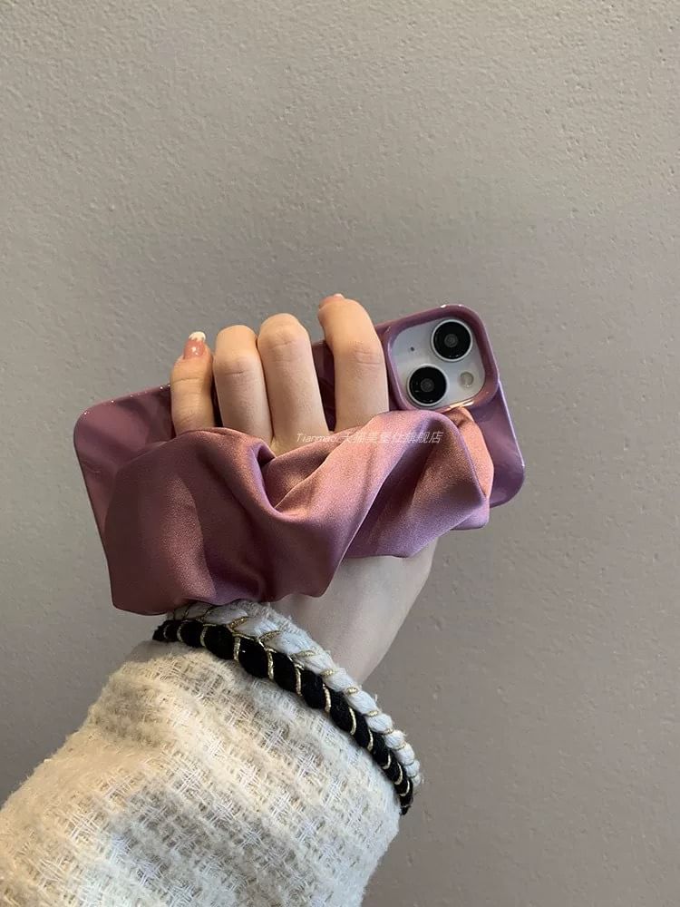 Phone Shirred Strap Case Plain Fabric