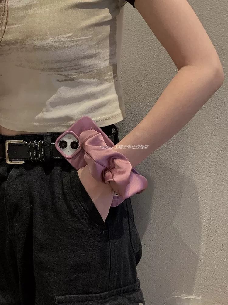 Phone Shirred Strap Case Plain Fabric