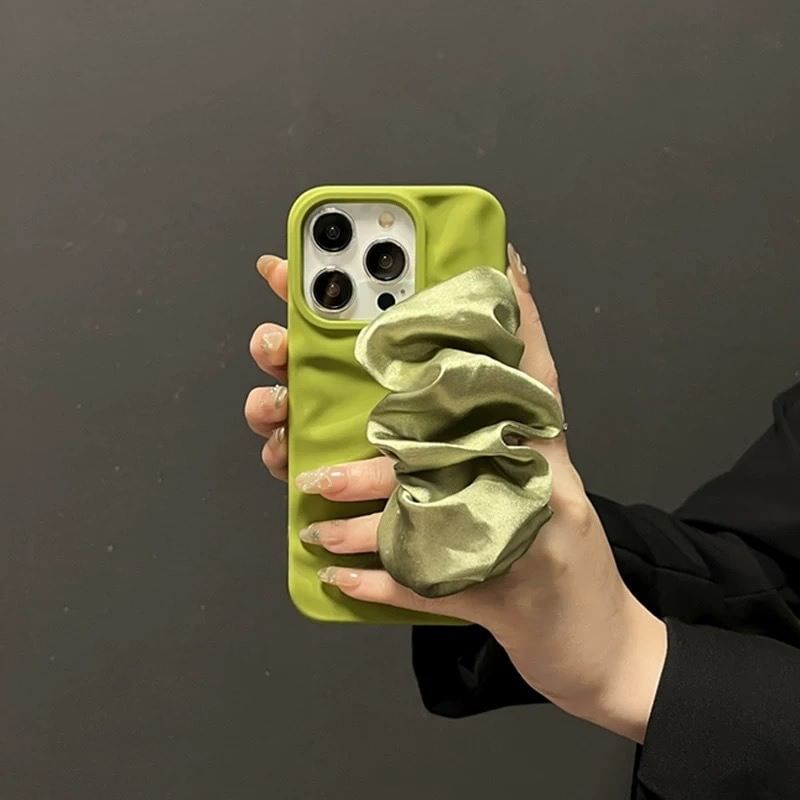 Phone Shirred Strap Case Plain Fabric